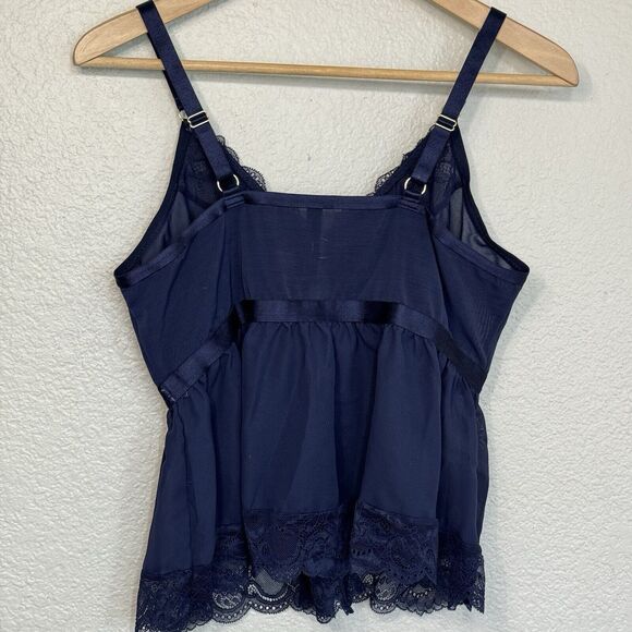 Torrid Babydoll Women 2 Blue Sheer Lace Lingerie Top Romantic Goth Fairy Vampy - Picture 2 of 8